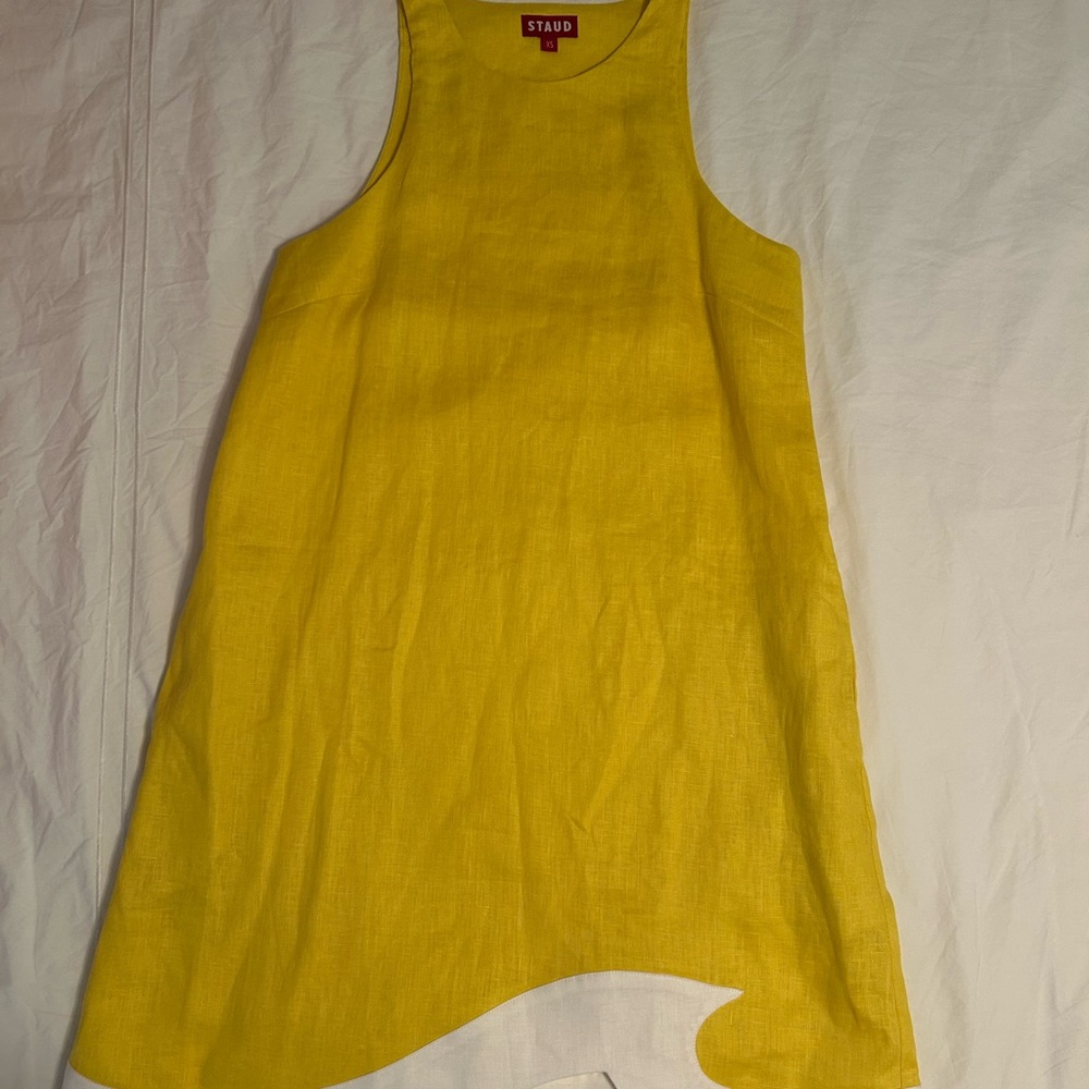 STAUD Allori Linen Mini Dress NWOT Sunrise - Picture 5 of 5
